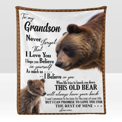 To My Grandson Bear Blanket