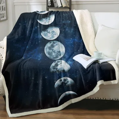 Moon Phases Blanket: Eight Moons Across the Night Sky