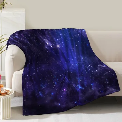 Starry Night Sky Blanket Galaxy Nebula Print for Space Lovers