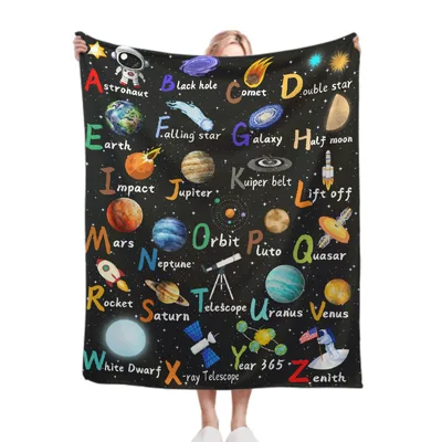 Space Alphabet Kids Blanket: Cosmic A to Z Design for Young Explorers