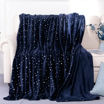 Navy Floral Blanket: A Celestial Star Pattern for Night Lovers