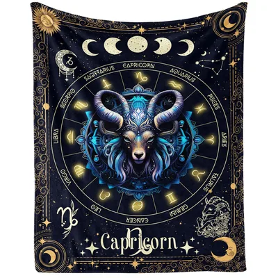 Zodiac Sign Blanket Capricorn Astrology Mandala Design
