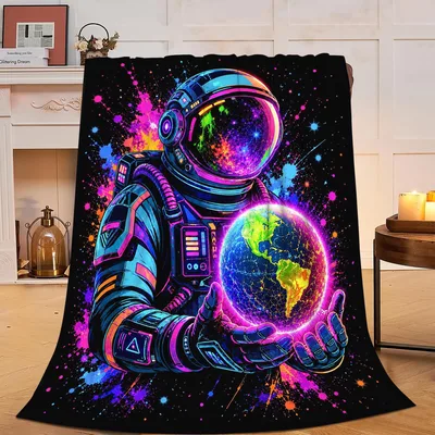 Astronaut Space Neon Art Blanket