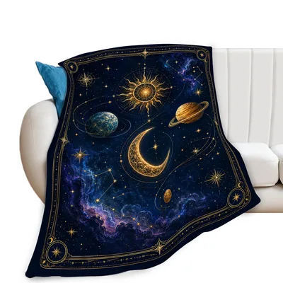 Celestial Sun Moon and Planets Blanket