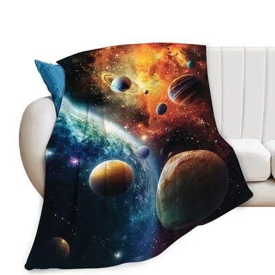Planets in a Colorful Blanket: A Cosmic Galaxy Throw for Stargazers