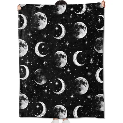 Moon Phases Celestial Pattern Blanket: Moon and Star Art Design