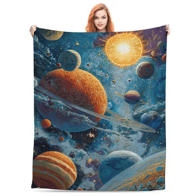 Solar System Planets Space Blanket: Cosmic Art for Stargazers
