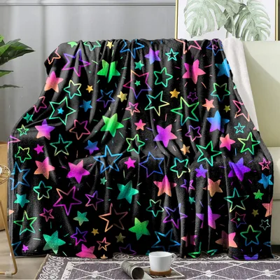 Neon Stars Pattern Blanket: Cosmic Rainbow Design for Night Owls