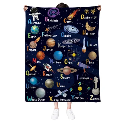 Space Alphabet Planets Kids Blanket