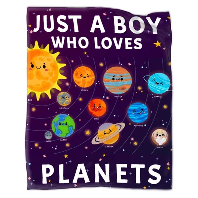 Solar System Planets Kids Blanket: Just a Boy Who Loves Planets Design