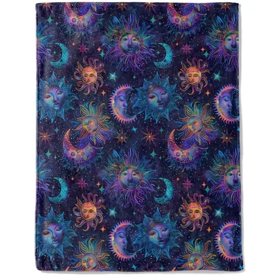 Cosmic Sun Faces Blanket