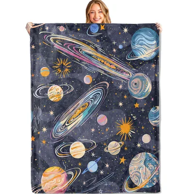 Space Planets Stars Blanket: A Retro Celestial Throw for Sky Gazers