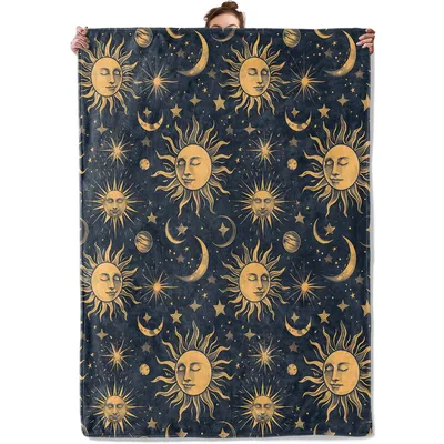 Celestial Sun Faces Mystical Blanket for Space Lovers