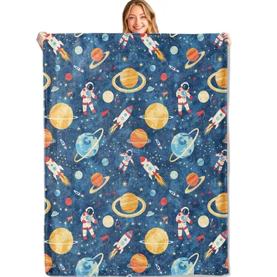 Astronauts and Planets Blanket: Cute Space Adventure Design for Kids