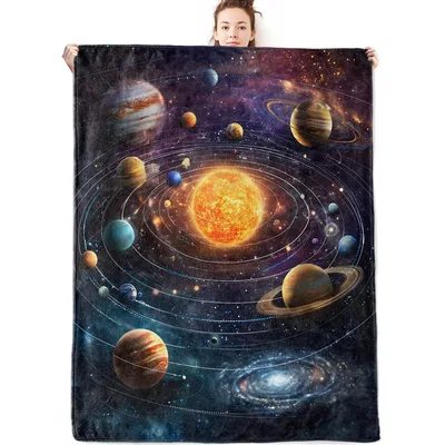 Solar System Planets Galaxy Blanket: Cosmic Art for Space Enthusiasts