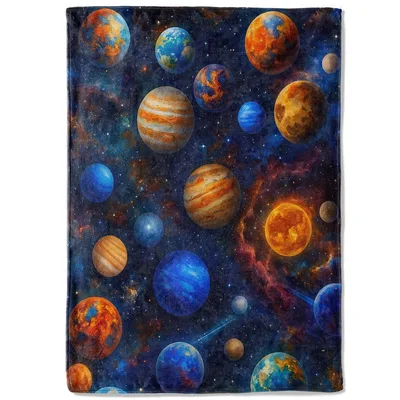 Outer Space Planets Blanket: A Cosmic Collection of Colorful Worlds