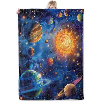 Cosmic Orbit Sun Blanket: Solar System Planets Throw