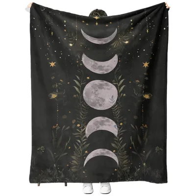 Moon Phases Celestial Boho Blanket