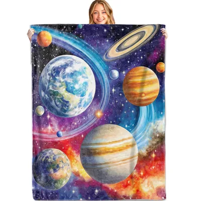 Solar System Planets Galaxy Blanket Cosmic Art for Space Lovers