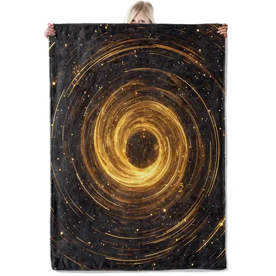 Golden Spiral Galaxy Space Blanket: Cosmic Gold Swirl Design