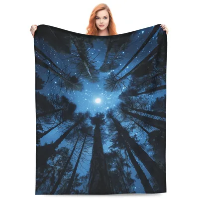 Starry Night Forest Under Blanket: A Celestial Woodland View