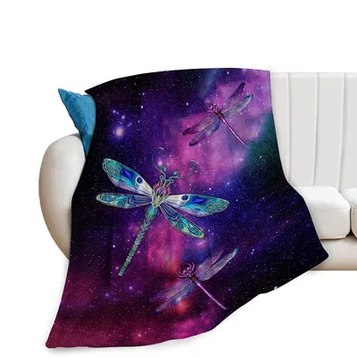 Dragonflies in Galaxy Sky Blanket: Cosmic Insect Art for Space Lovers