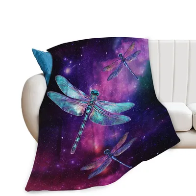 Dragonfly in Galaxy Blanket: Cosmic Insect Art for Space Lovers