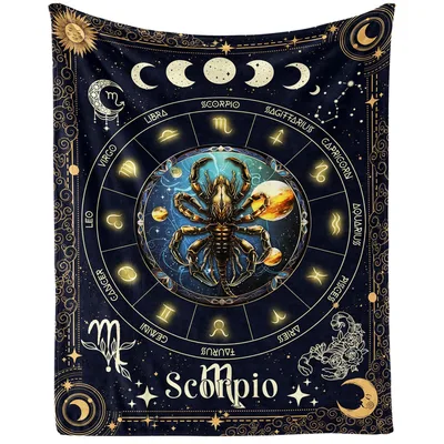 Zodiac Scorpio Astrology Wheel Blanket Celestial Scorpion Design