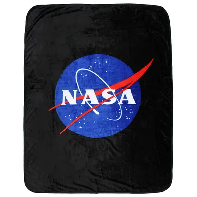 Round Logo Space Agency Blanket: Classic Blue and Red NASA Design