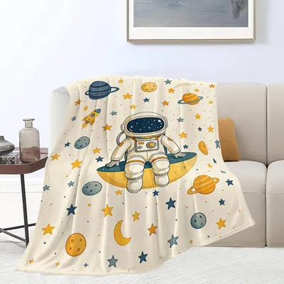 Astronaut and Planets with Stars Blanket: Cosmic Adventure Design