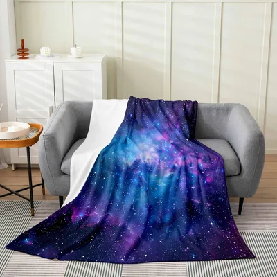 Blue Purple Galaxy Nebula Space Blanket Cosmic Print for Stargazers