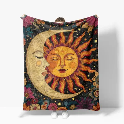Sun and Moon Celestial Blanket featuring vintage sun