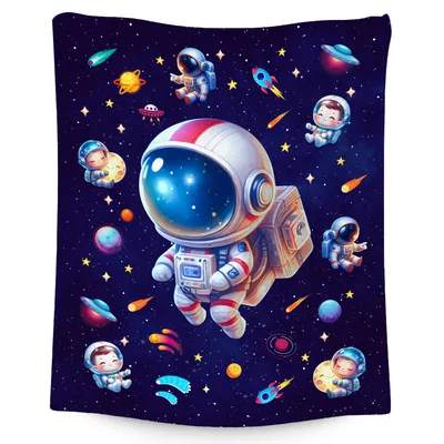 Astronauts and Planets Blanket: Cute Space Adventure Design for Kids – Design 2