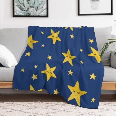 Golden Stars Pattern Blanket featuring cute yellow stars