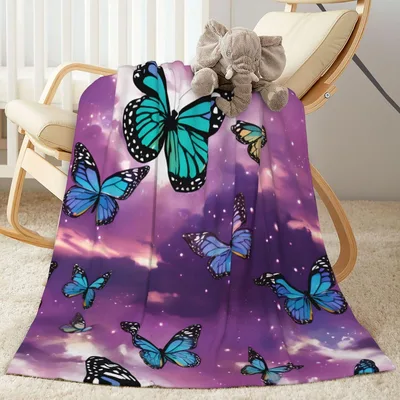 Galaxy Butterflies in Space Blanket for Celestial Nature Lovers