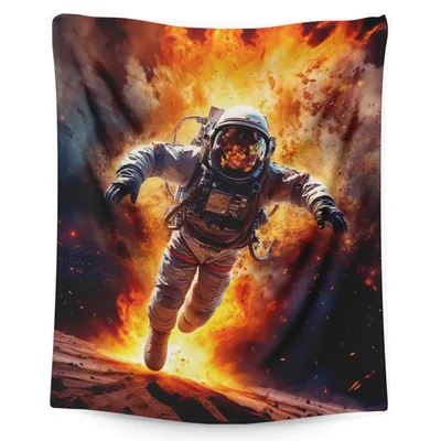 Astronaut Walking Through Fiery Blanket for Space Enthusiasts