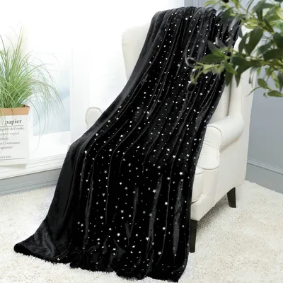 Black Starry Night Sky Blanket for Celestial Lovers