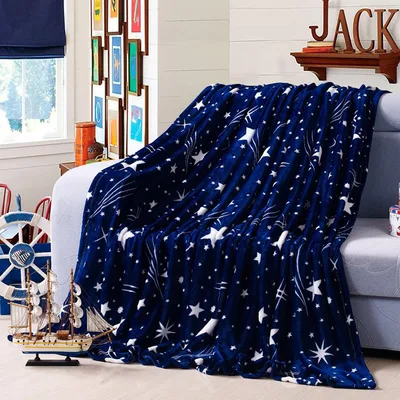 Navy Star Constellation Pattern Blanket for Night Sky Lovers