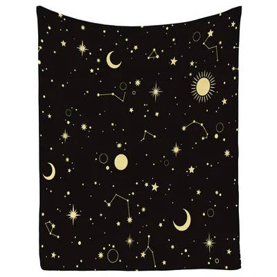 Starry Galaxy Night Sky Blanket: Celestial Constellations and Moons