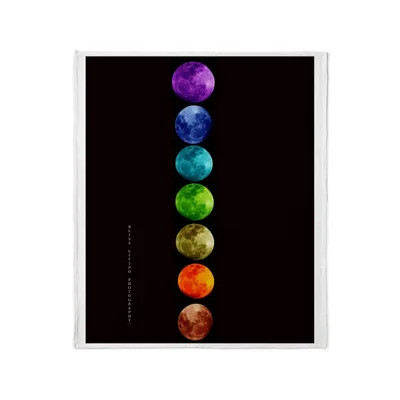Chakra Moons Stacked Blanket: Rainbow Moon Phases Art