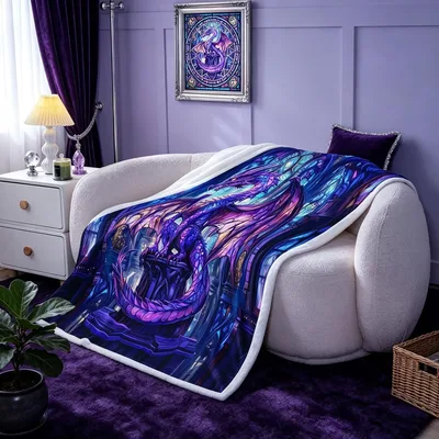 Purple Galaxy Swirl Blanket: Cozy Western Dragon Art for Fantasy Fans