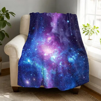Purple Galaxy Nebula Stars Blanket: Cosmic Print for Space Lovers