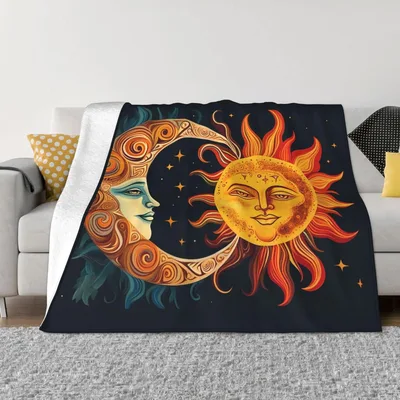 Sun and Moon Celestial Blanket: Artistic Sun and Moon Design