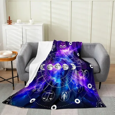 Zodiac Wheel Galaxy Design Blanket: Celestial Art for Stargazers