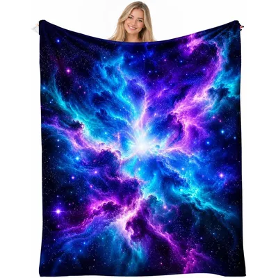 Colorful Galaxy Space Nebula Blanket: Cosmic Print for Stargazers