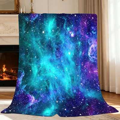 Blue Purple Galaxy Nebula Blanket Cosmic Print for Space Lovers