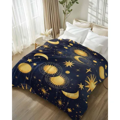 Celestial Moon and Sun Blanket: Astrological Galaxy Design