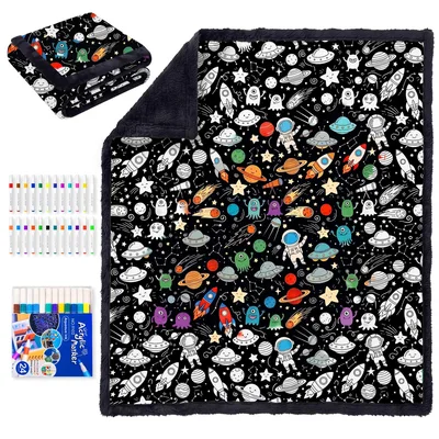 Space Doodle Pattern Blanket: Color Your Own Cosmic Adventure