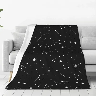 Constellation Starry Night Sky Blanket featuring white stars