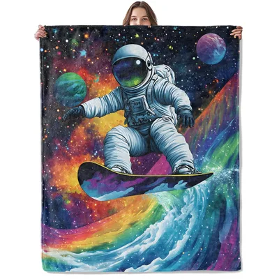 Astronaut Surfing Through Galaxy Blanket: Cosmic Wave Rider Design